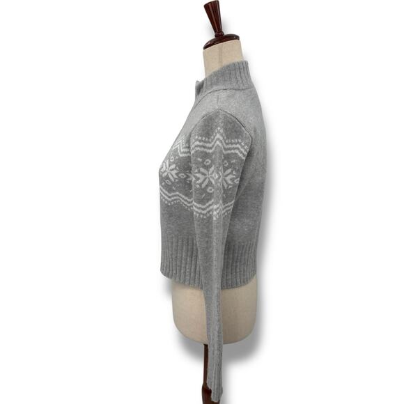 NEW Planet Heart Gray Fair Isle Sweater Size XL Gray White Winter Snow Nordic - Picture 4 of 10